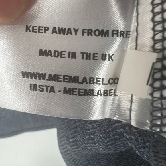 Meem Label Lincoln Asymmetric Wrap Top Women's Size S Blue Herringbone Draped - Picture 8 of 10